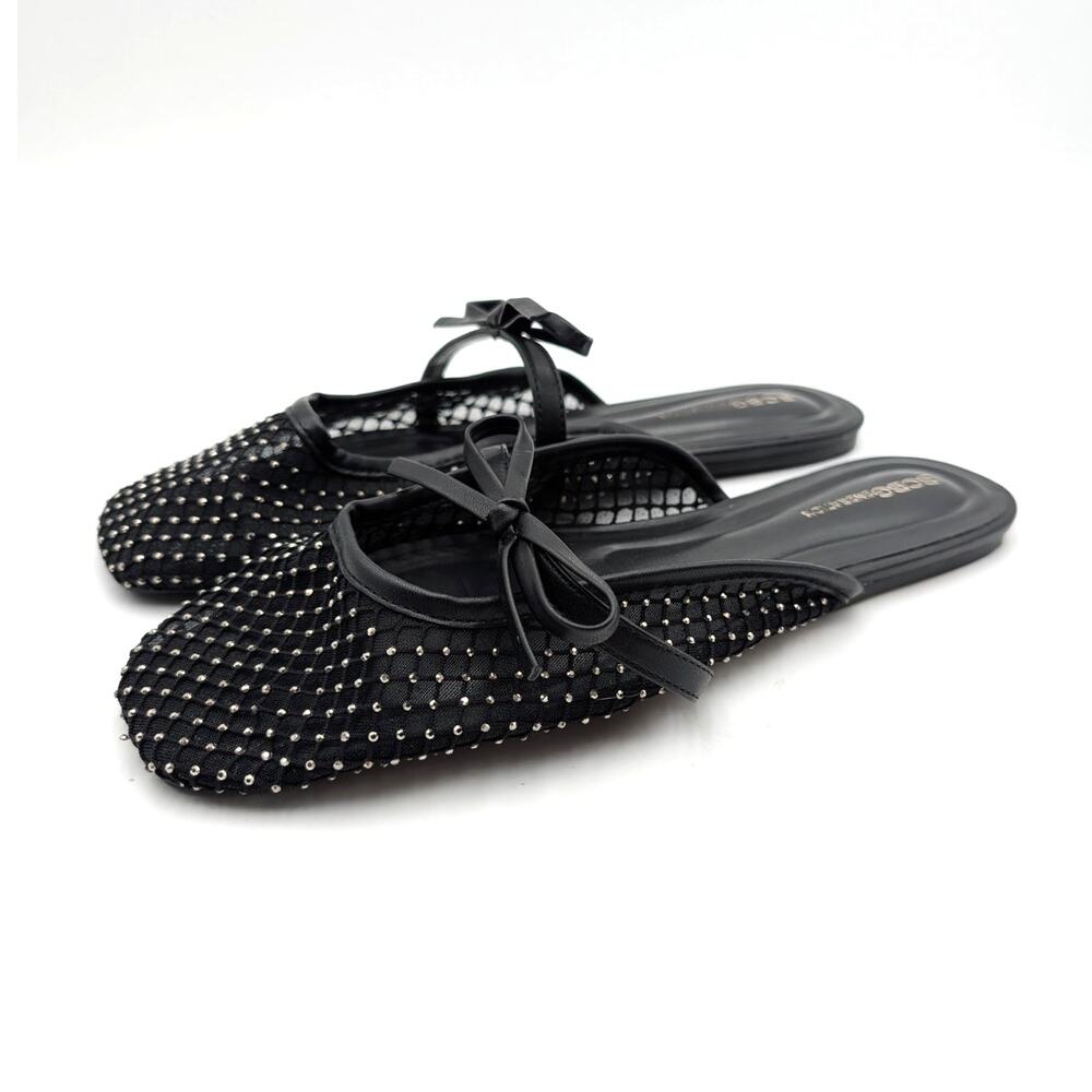 BCBGeneration Hildana Bow Mules Shoes Square Toe Women's Black Size US10M EU41